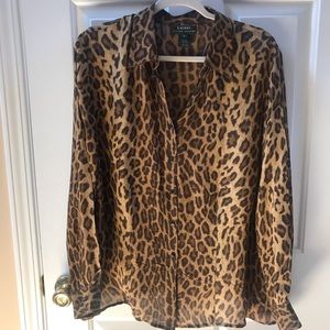 Ralph Lauren Leopard Print Plus size Blouse 1X